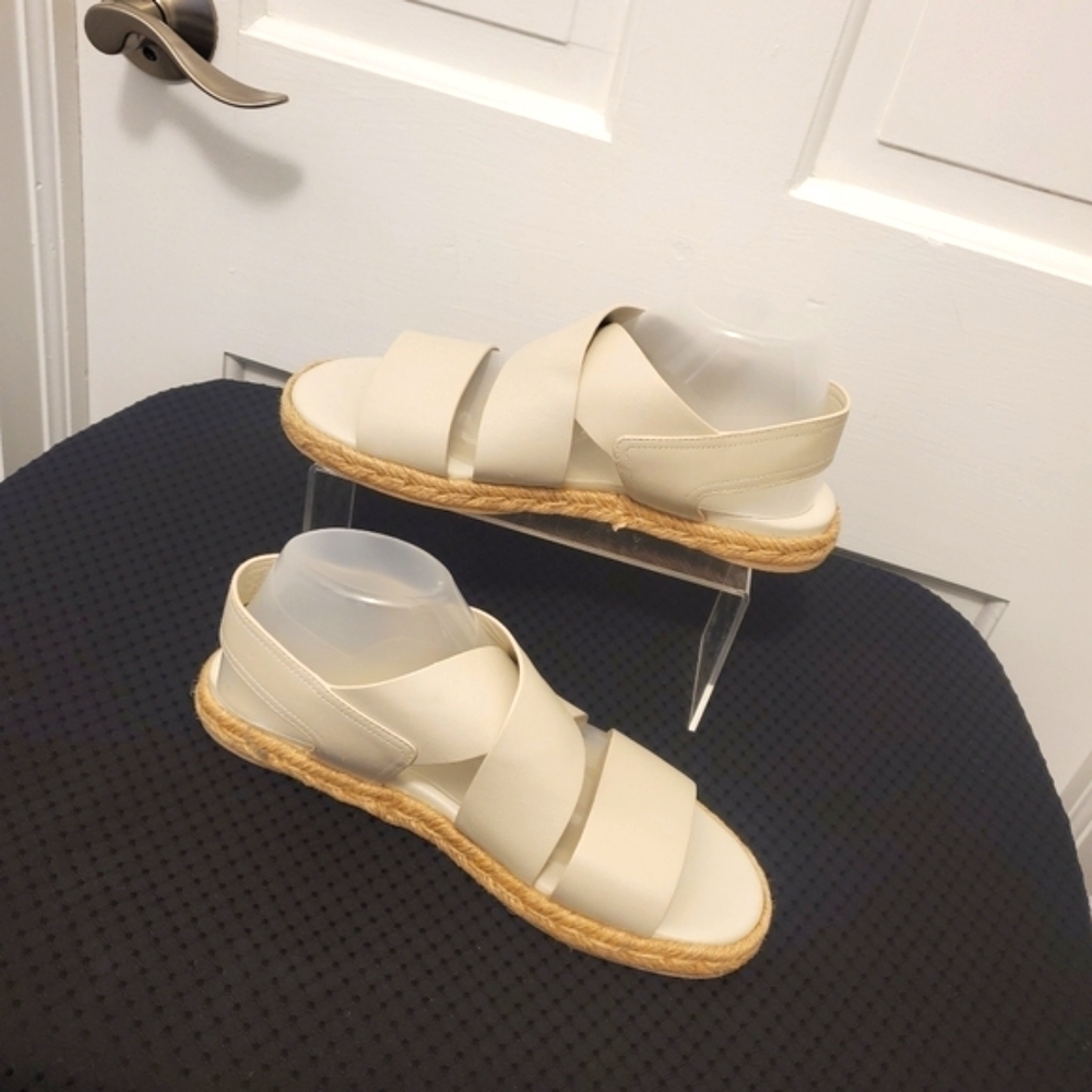 VINCE Tenison Espadrille Sandstone In Color Leather Sandals Size 10M, Stylish